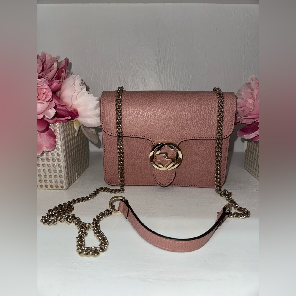 Gucci dollar flap G crossbody. Light, pink